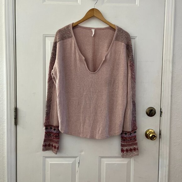 Anthropologie Woman's Over-Sized Daily Practice Knit Cuff Thermal Top Sz XL - Picture 2 of 10